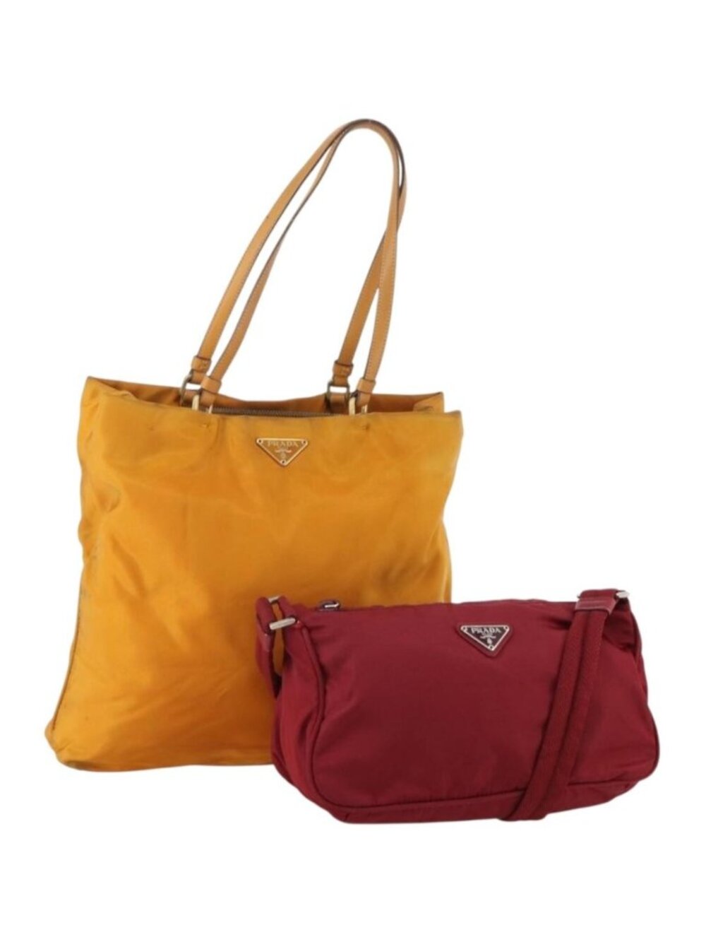 PRADA Shoulder Bag Nylon 2 Set Orange Red
